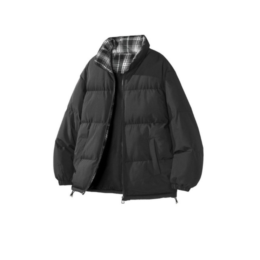 Unbranded Puffer Jacket Coat Full Zip Quilted Streetwear Black Medium